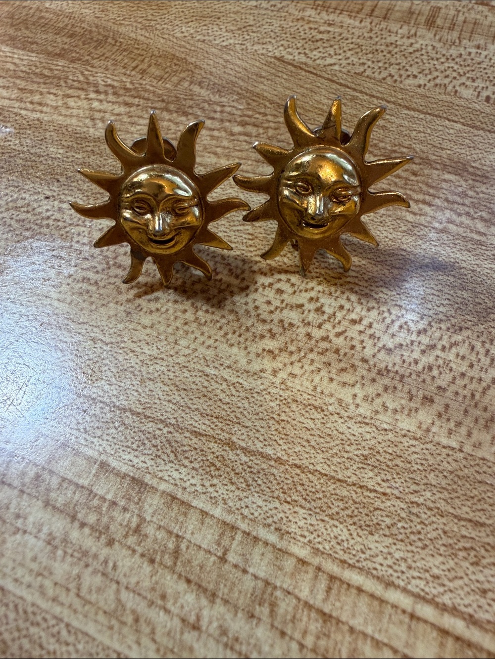 Alva Studio Gold Sun Face Clip On Earrings - Sunshine Smile